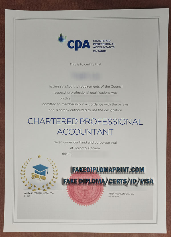 CPA Ontario certificate