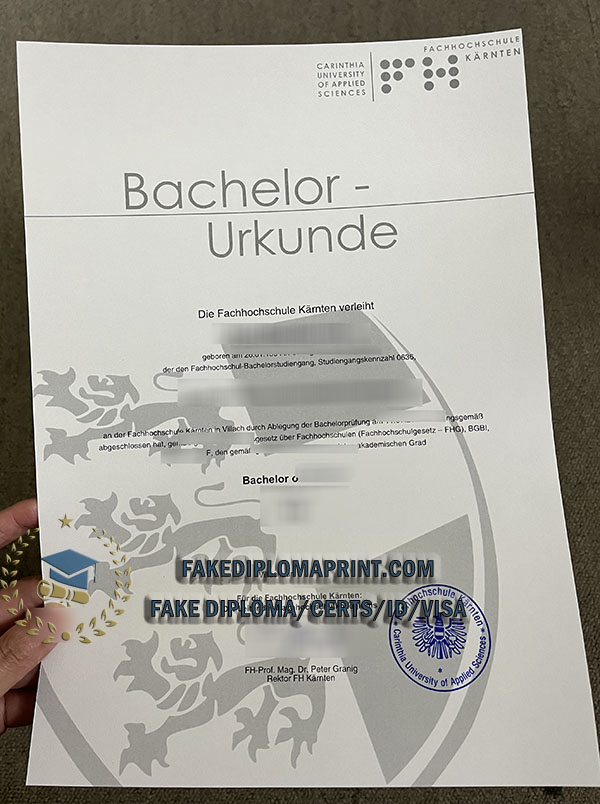 Fachhochschule Kärnten urkunde,CUAS diploma
