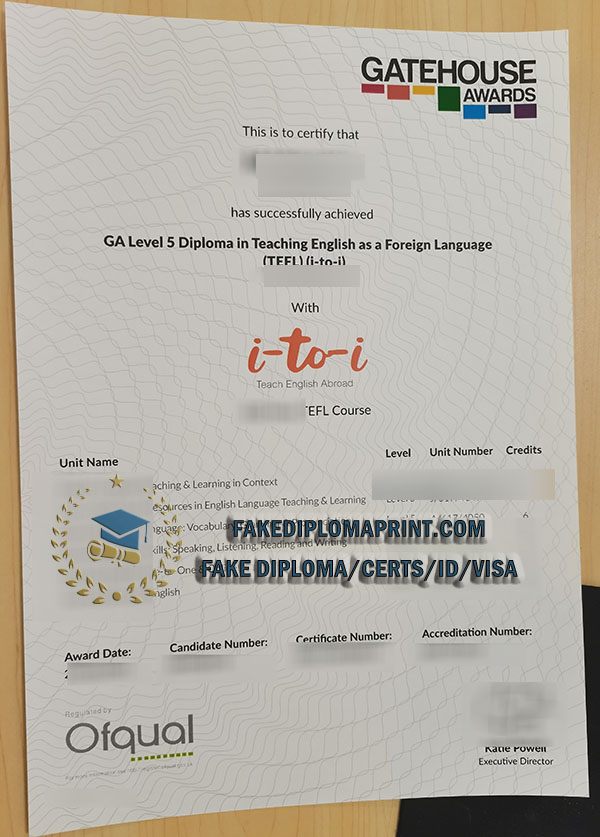 GA Level 5 TEFL certificate