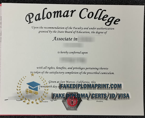 Palomar College diploma