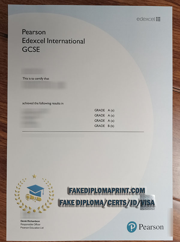 Pearson Edexcel GCSE fake certificate