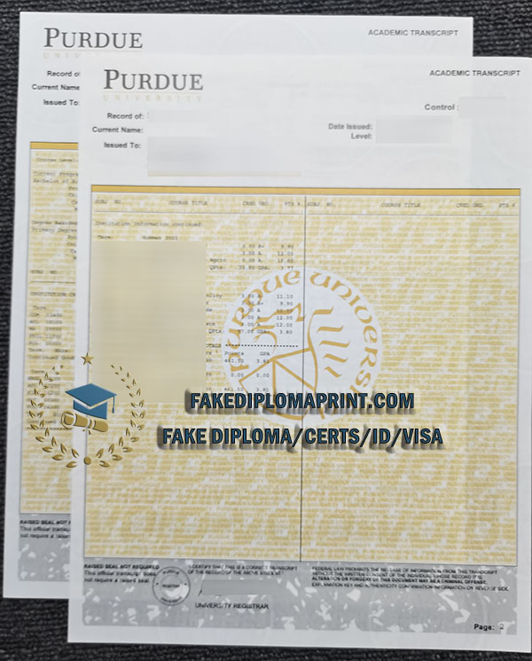 Purdue University academic record,Purdue University academic transcript