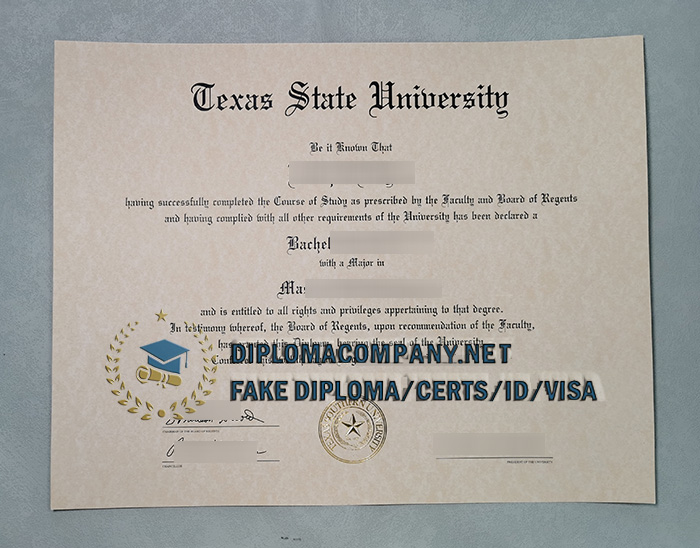 Texas State University diploma