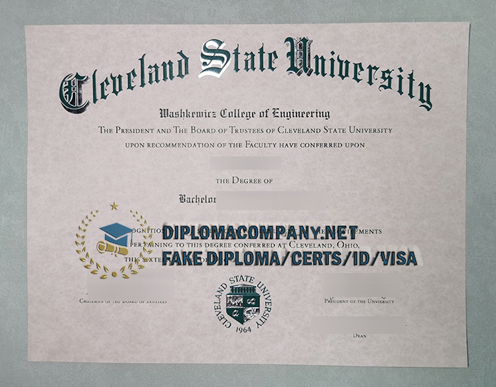 Fake Cleveland State University Diploma