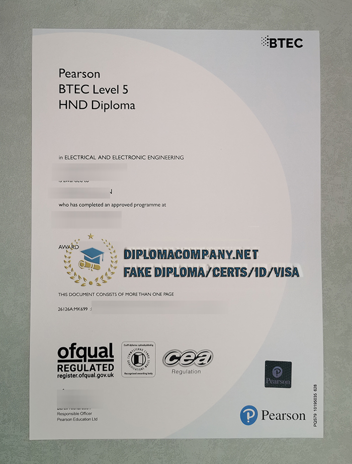 Fake Pearson BTEC Diploma