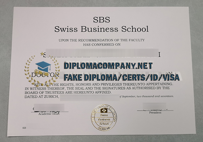 Fake SBS Swiss Business School Diploma