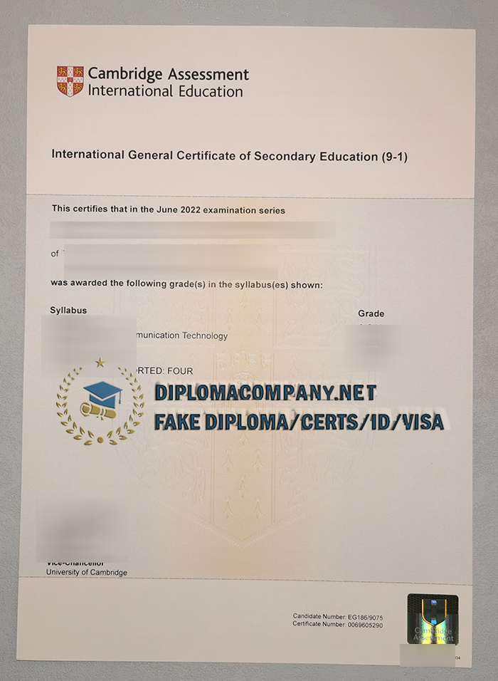 Fake IGCSE Certificate