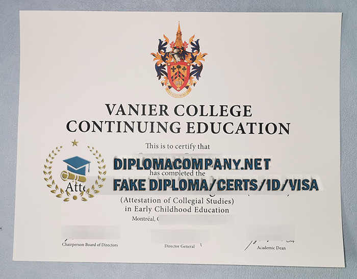 fake Vanier College diploma