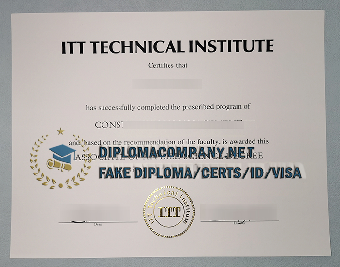 Fake ITT Technical Institute Diploma