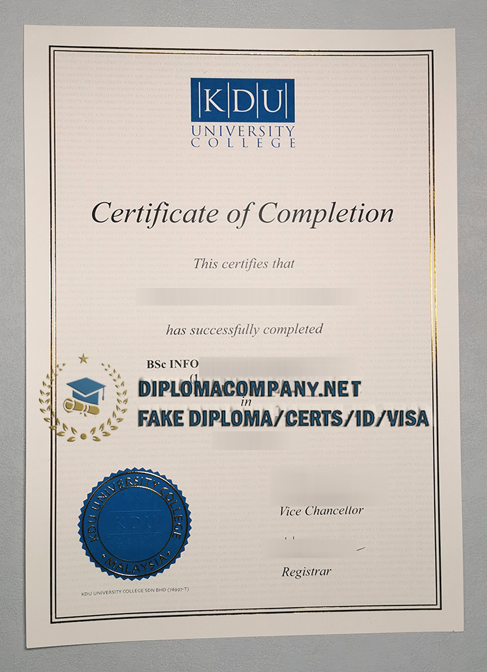 Fake KDU University College Diploma