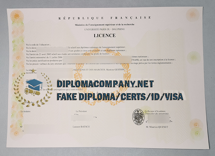 Fake Paris Dauphine University Diploma